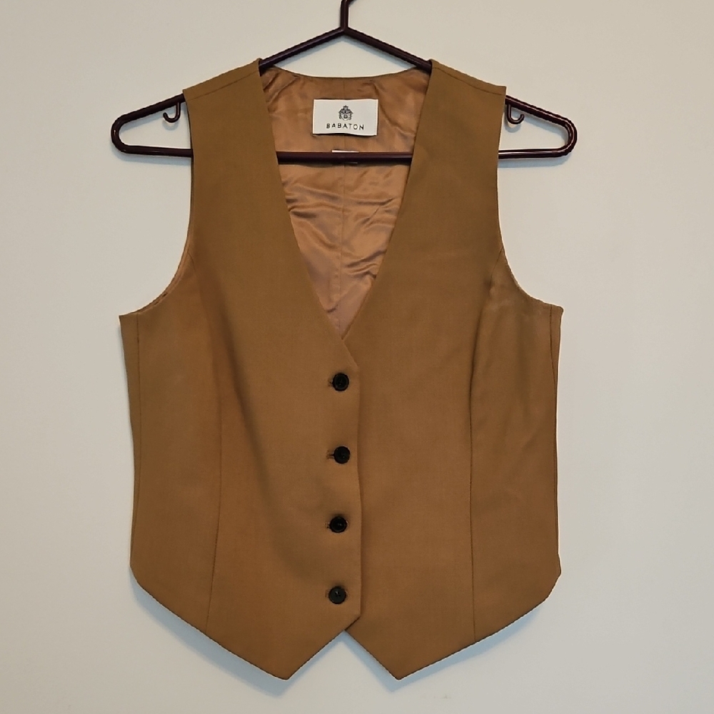 Babaton Tan Buttoned Vest